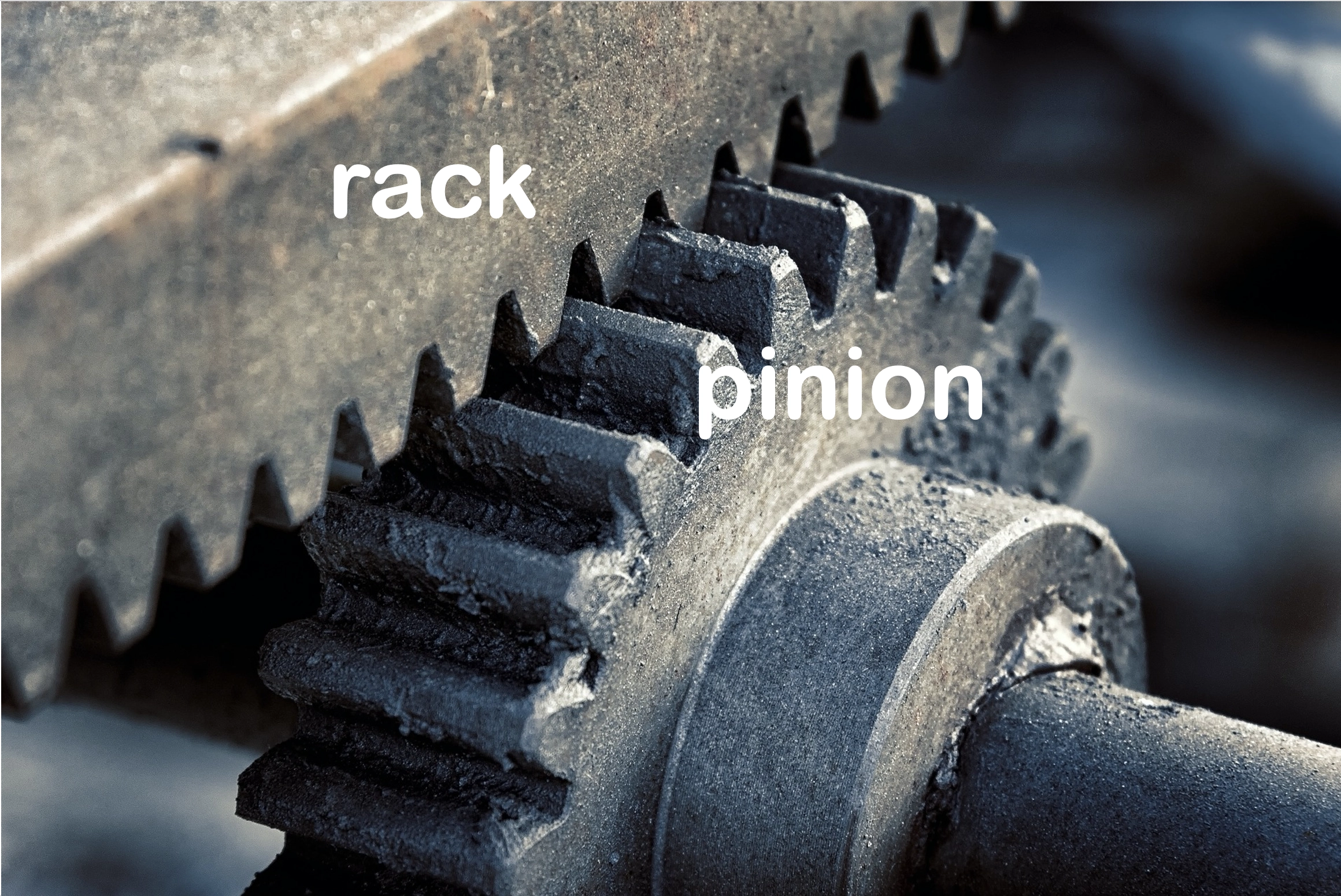 <p>Rack and pinion gears<br>are used for the steering&nbsp;<br>mechanism on many cars.</p>
